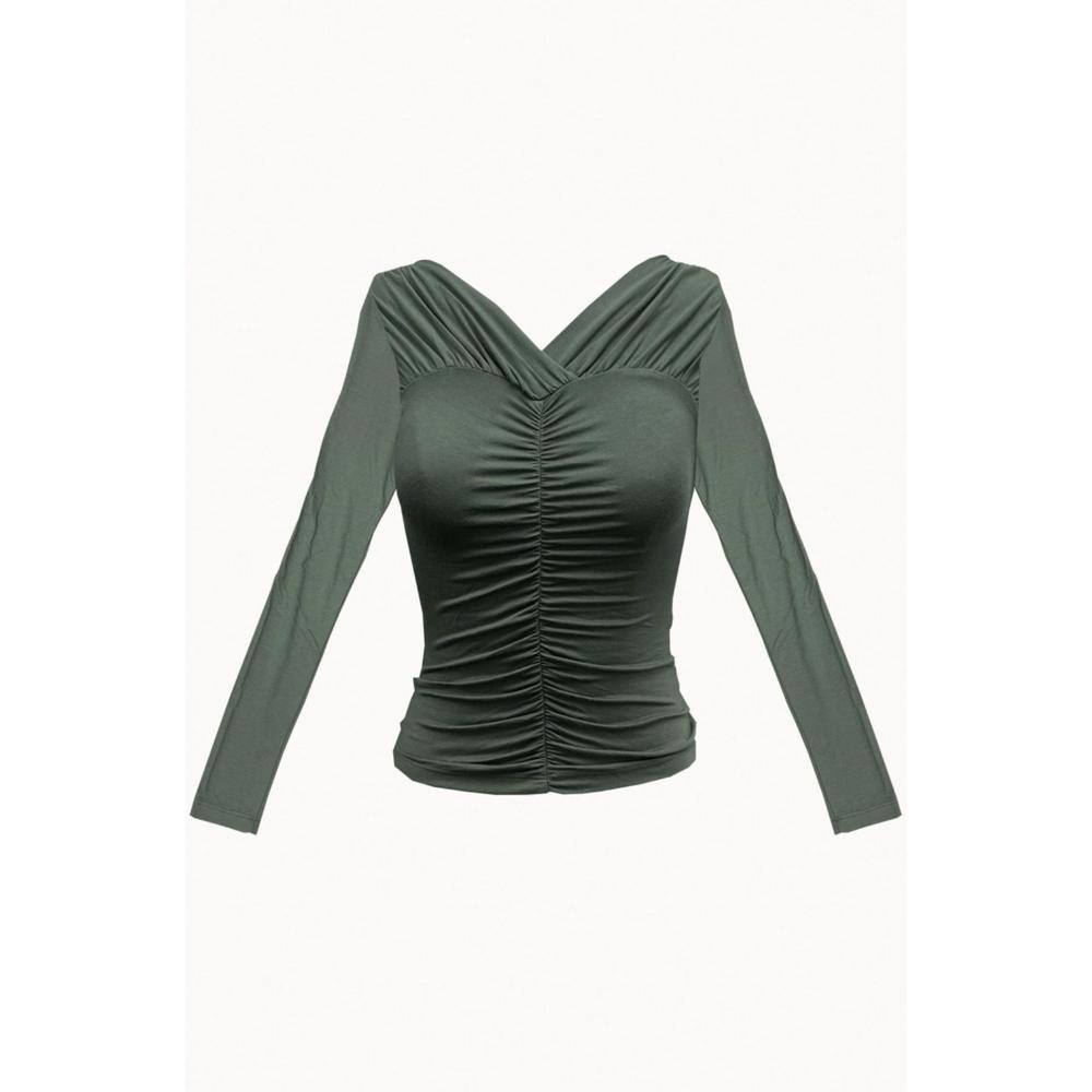 NEW GEEL verse stretch-modal jersey ruched top in forest